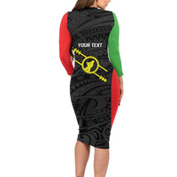 Personalised PNG Southern Highlands Province Family Matching Long Sleeve Bodycon Dress and Hawaiian Shirt Bird of Paradise Tattoo Flag Motif LT9 - Polynesian Pride