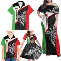 Personalised PNG Southern Highlands Province Family Matching Off Shoulder Maxi Dress and Hawaiian Shirt Bird of Paradise Tattoo Flag Motif LT9 - Polynesian Pride