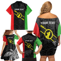 Personalised PNG Southern Highlands Province Family Matching Off Shoulder Short Dress and Hawaiian Shirt Bird of Paradise Tattoo Flag Motif LT9 - Polynesian Pride