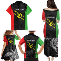 Personalised PNG Southern Highlands Province Family Matching Puletasi and Hawaiian Shirt Bird of Paradise Tattoo Flag Motif LT9 - Polynesian Pride