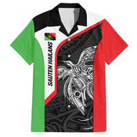 Personalised PNG Southern Highlands Province Family Matching Puletasi and Hawaiian Shirt Bird of Paradise Tattoo Flag Motif LT9 Dad's Shirt - Short Sleeve Red - Polynesian Pride