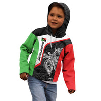 Personalised PNG Southern Highlands Province Kid Hoodie Bird of Paradise Tattoo Flag Motif - Polynesian Pride