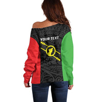 Personalised PNG Southern Highlands Province Off Shoulder Sweater Bird of Paradise Tattoo Flag Motif LT9 - Polynesian Pride
