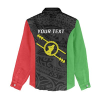 Personalised PNG Southern Highlands Province Women Casual Shirt Bird of Paradise Tattoo Flag Motif - Polynesian Pride