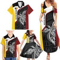 Personalised PNG Western Province Family Matching Summer Maxi Dress and Hawaiian Shirt Bird of Paradise Tattoo Flag Motif LT9 - Polynesian Pride