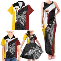 Personalised PNG Western Province Family Matching Tank Maxi Dress and Hawaiian Shirt Bird of Paradise Tattoo Flag Motif LT9 - Polynesian Pride