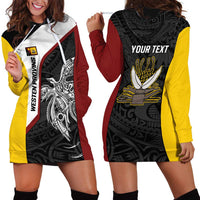 Personalised PNG Western Province Hoodie Dress Bird of Paradise Tattoo Flag Motif - Polynesian Pride