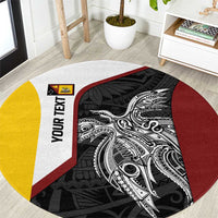 Personalised PNG Western Province Round Carpet Bird of Paradise Tattoo Flag Motif - Polynesian Pride