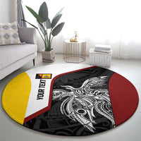 Personalised PNG Western Province Round Carpet Bird of Paradise Tattoo Flag Motif - Polynesian Pride