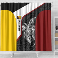Personalised PNG Western Province Shower Curtain Bird of Paradise Tattoo Flag Motif - Polynesian Pride