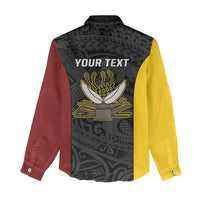 Personalised PNG Western Province Women Casual Shirt Bird of Paradise Tattoo Flag Motif - Polynesian Pride