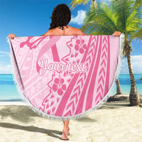 Pacific Girl and Butterfly Cancer Ribbon Personalised Beach Blanket LT9 - Polynesian Pride
