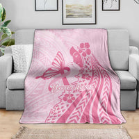 Pacific Girl and Butterfly Cancer Ribbon Personalised Blanket LT9 - Polynesian Pride