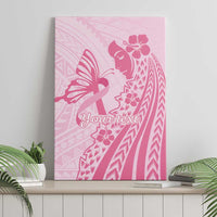 Pacific Girl and Butterfly Cancer Ribbon Personalised Canvas Wall Art LT9 - Polynesian Pride