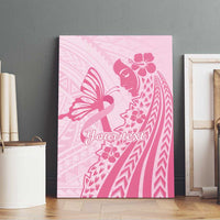 Pacific Girl and Butterfly Cancer Ribbon Personalised Canvas Wall Art LT9 - Polynesian Pride