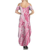 Pacific Girl and Butterfly Cancer Ribbon Personalised Family Matching Summer Maxi Dress and Hawaiian Shirt