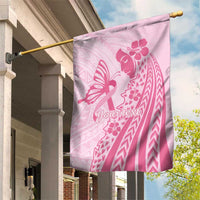 Pacific Girl and Butterfly Cancer Ribbon Personalised Garden Flag LT9 House Flag Pink - Polynesian Pride