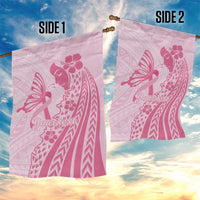 Pacific Girl and Butterfly Cancer Ribbon Personalised Garden Flag LT9 - Polynesian Pride
