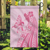 Pacific Girl and Butterfly Cancer Ribbon Personalised Garden Flag LT9 Garden Flag Pink - Polynesian Pride