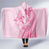 Pacific Girl and Butterfly Cancer Ribbon Personalised Hooded Blanket LT9 One Size Pink - Polynesian Pride