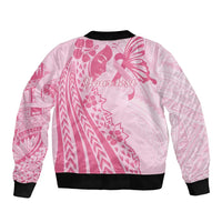 Pacific Girl and Butterfly Cancer Ribbon Personalised Sleeve Zip Bomber Jacket