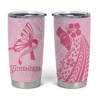 Pacific Girl and Butterfly Cancer Ribbon Personalised Tumbler Cup LT9 Pink - Polynesian Pride