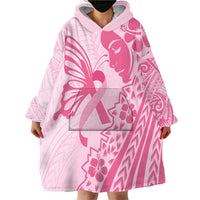 Pacific Girl and Butterfly Cancer Ribbon Personalised Wearable Blanket Hoodie LT9 - Polynesian Pride