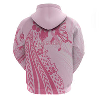 Pacific Girl and Butterfly Cancer Ribbon Personalised Zip Hoodie LT9 - Polynesian Pride