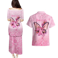Faith Hope Love Butterfly Ribbon Personalised Couples Matching Puletasi and Hawaiian Shirt LT9 - Polynesian Pride