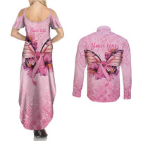 Faith Hope Love Butterfly Ribbon Personalised Couples Matching Summer Maxi Dress and Long Sleeve Button Shirt LT9 - Polynesian Pride