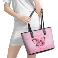 Faith Hope Love Butterfly Ribbon Personalised Leather Tote Bag LT9 - Polynesian Pride
