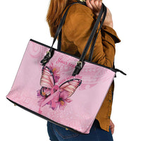 Faith Hope Love Butterfly Ribbon Personalised Leather Tote Bag LT9 - Polynesian Pride