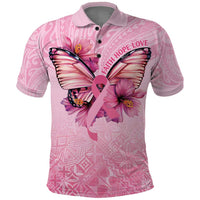 Faith Hope Love Butterfly Ribbon Personalised Polo Shirt LT9 Pink - Polynesian Pride