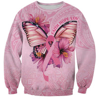 Faith Hope Love Butterfly Ribbon Personalised Sweatshirt LT9 Unisex Pink - Polynesian Pride