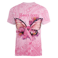 Faith Hope Love Butterfly Ribbon Personalised Women V-Neck T-Shirt