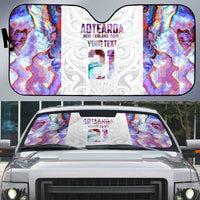 Custom New Zealand Aotearoa Auto Sun Shade Pink Maori Paua Shell Indigenous - Polynesian Pride