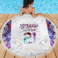 Custom New Zealand Aotearoa Beach Blanket Pink Maori Paua Shell Indigenous LT9 - Polynesian Pride