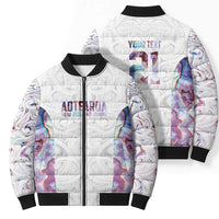 Custom New Zealand Aotearoa Bomber Puffer Jacket Pink Maori Paua Shell Indigenous - Polynesian Pride