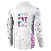 Custom New Zealand Aotearoa Button Sweatshirt Pink Maori Paua Shell Indigenous - Polynesian Pride