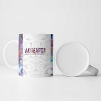 Custom New Zealand Aotearoa Ceramic Mug Pink Maori Paua Shell Indigenous - Polynesian Pride