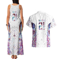 Custom New Zealand Aotearoa Couples Matching Tank Maxi Dress and Hawaiian Shirt Pink Maori Paua Shell Indigenous - Polynesian Pride