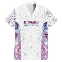 Custom New Zealand Aotearoa Family Matching Off Shoulder Maxi Dress and Hawaiian Shirt Pink Maori Paua Shell Indigenous - Polynesian Pride