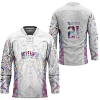 Custom New Zealand Aotearoa Hockey Jersey Pink Maori Paua Shell Indigenous - Polynesian Pride