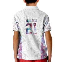 Custom New Zealand Aotearoa Kid Polo Shirt Pink Maori Paua Shell Indigenous - Polynesian Pride