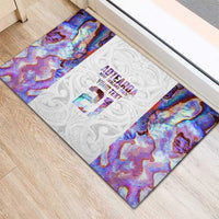 Custom New Zealand Aotearoa Rubber Doormat Pink Maori Paua Shell Indigenous LT9 - Polynesian Pride