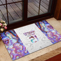 Custom New Zealand Aotearoa Rubber Doormat Pink Maori Paua Shell Indigenous LT9 - Polynesian Pride