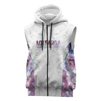 Custom New Zealand Aotearoa Sleeveless Zip Hoodie Pink Maori Paua Shell Indigenous LT9 Pink - Polynesian Pride