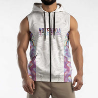 Custom New Zealand Aotearoa Sleeveless Zip Hoodie Pink Maori Paua Shell Indigenous LT9 - Polynesian Pride