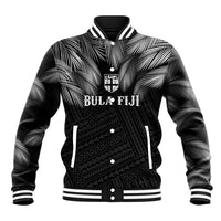 2026 Autumn Rugby Nations Fiji Custom Baseball Jacket Fijian Palm Leaf Tapa Tribal Inspired LT9 Unisex Black - Polynesian Pride