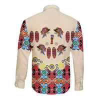 Papua Batik Motif Bird Of Paradise and Native Papuan Shield Long Sleeve Button Shirt LT9 - Polynesian Pride